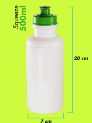 squeeze plastico de 500ml branco com tampa verde claro