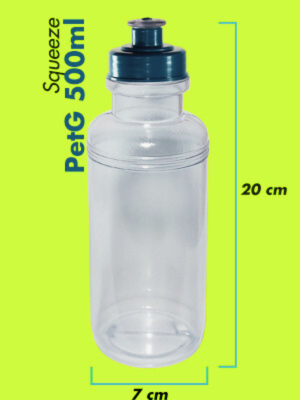 squeeze plastico petg de 500ml branco com tampa verde escuro